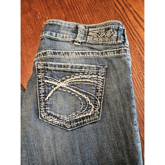 Silver Jeans Suki Mid Capri 32W 24L women's Med blue jeans stretch (A442) - Picture 1 of 9